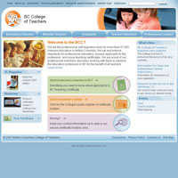 BC College of Teachers Website Screenshot