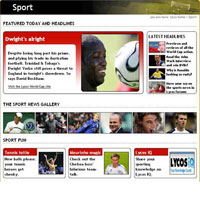Lycos Sports Homepage Screenshot
